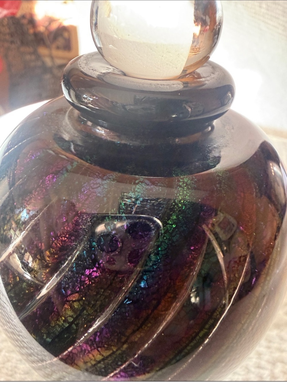 Robert Eickholt 1989 Signed Art Glass Perfume Bottle Iridescent Dichroic - Picture 3 of 8